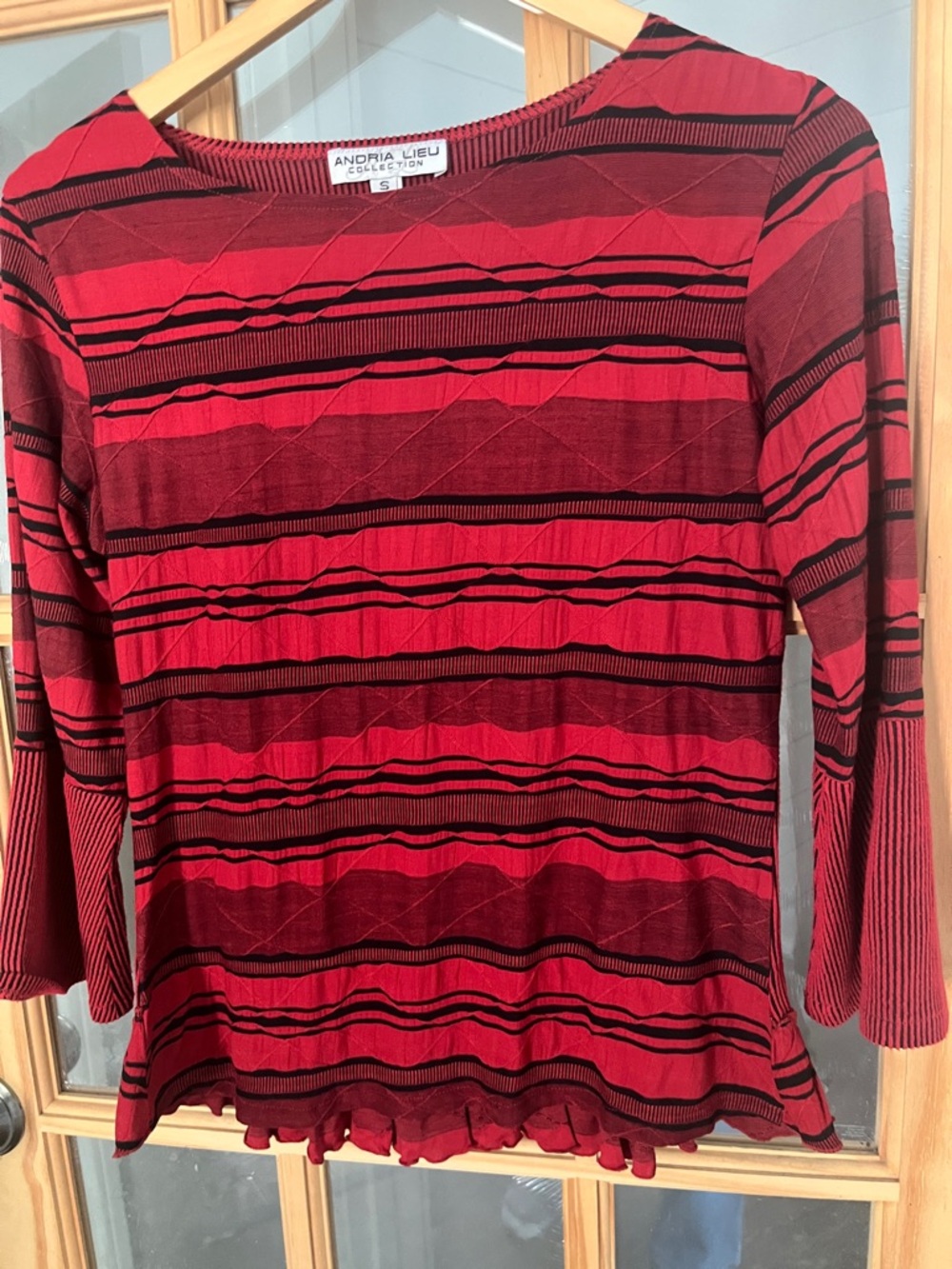Andria Lieu Vintage Red Striped Long Sleeve Tee